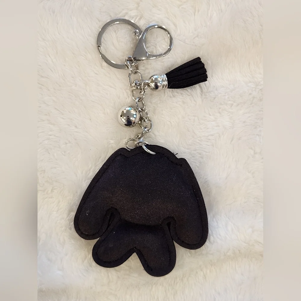 Rhinestone Dog Black And Gray Keychain Bag Charm